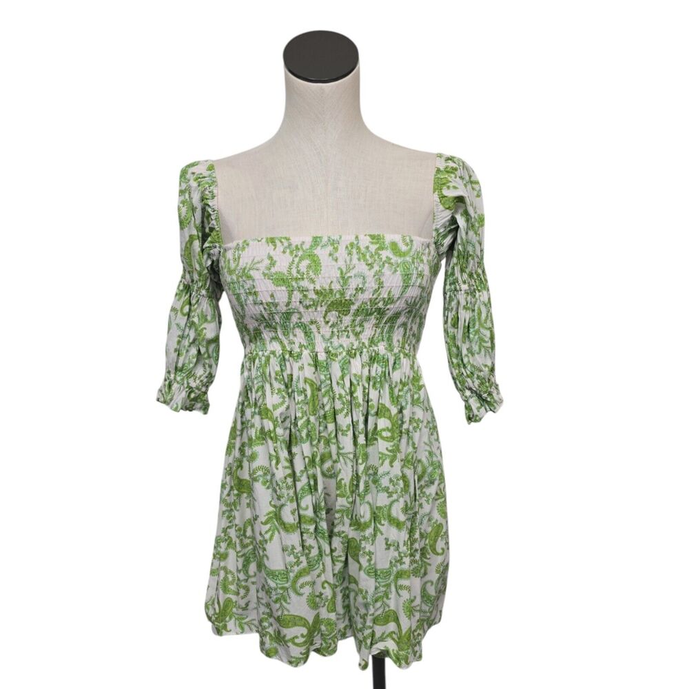 Misa Los Angeles Zadie Baby Doll Off Shoulder Mini Dress Size XS Smocked Vacay